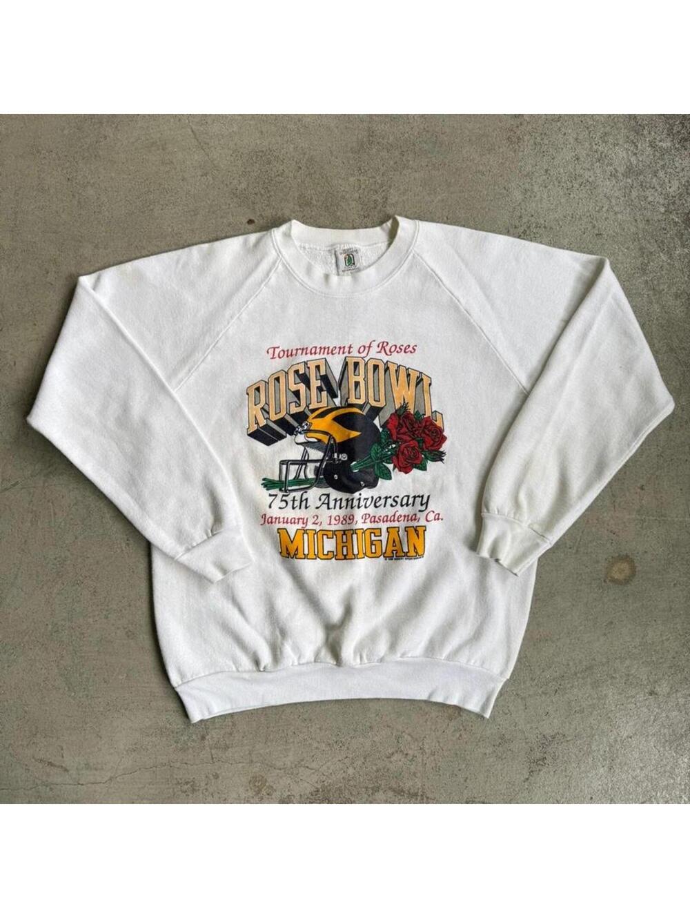 80s Vintage Michigan Wolverines Grey University of Michigan Rose Bowl Sweatshirt